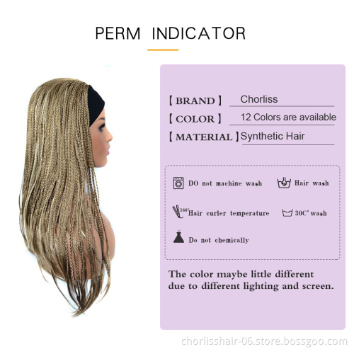 Wholesale 18 Inch Long High Quality Afro Braided Headband Hair Wigs Synthetic Hair Wigs With Headband For Black Women